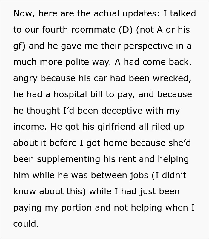 Woman Decides To Move Out After Roommates Find Out Her Salary: "Been Struggling To Pay Rent" Woman Decides To Move Out After Roommates Find Out Her Salary: "Been Struggling To Pay Rent"