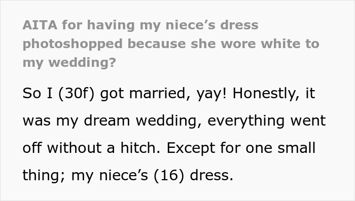 &ldquo;My Niece Was Ugly&rdquo;: Teen Wears White To Aunt&rsquo;s Wedding, Ends Up Photoshopped In The Pictures