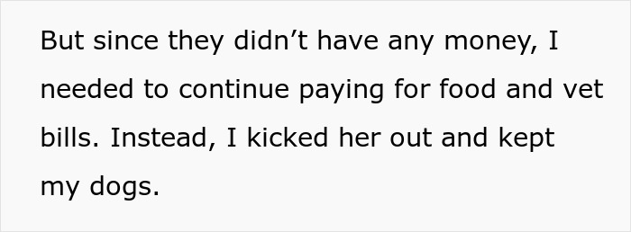 Text exchange about paying for food and vet bills, leading to breakup and keeping pets. Text exchange about paying for food and vet bills, leading to breakup and keeping pets.