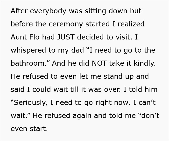 Teen Has To Shout About Her Period After Dad Keeps Hushing Down Her Requests To Go To Bathroom