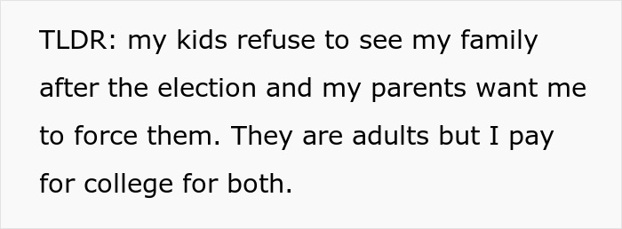Grandparents Pressure Son To Cut Kids Off Until They Come To Family Events After Election Grandparents Pressure Son To Cut Kids Off Until They Come To Family Events After Election