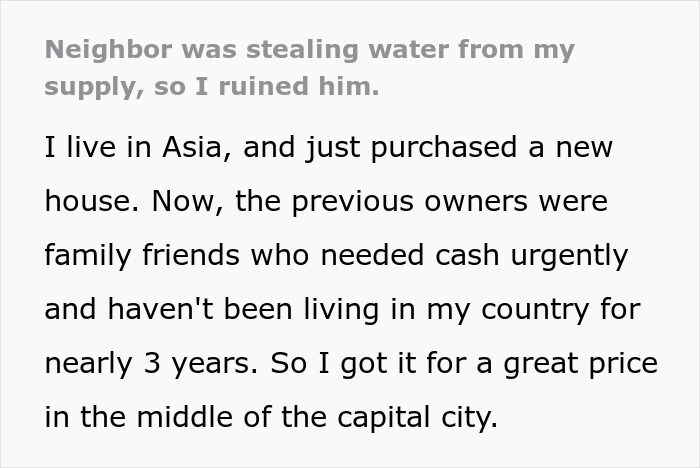 3-Year Water Theft Ends With Neighbor’s Financial Ruin After Petty Revenge Unfolds 3-Year Water Theft Ends With Neighbor’s Financial Ruin After Petty Revenge Unfolds