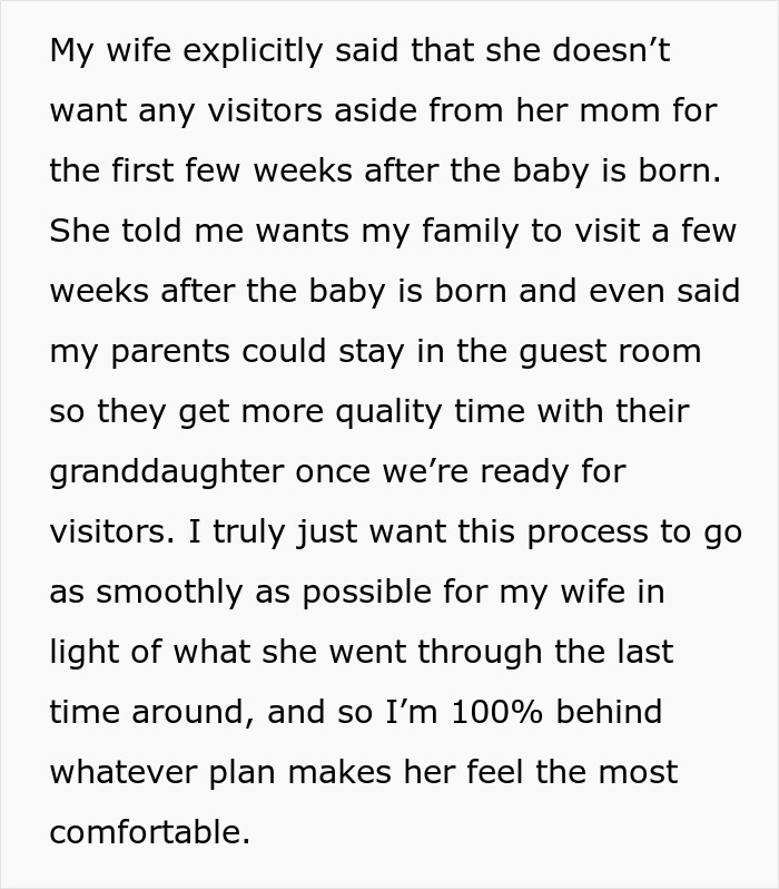Text excerpt about MIL's reaction to a woman&rsquo;s decision on post-birth visits.