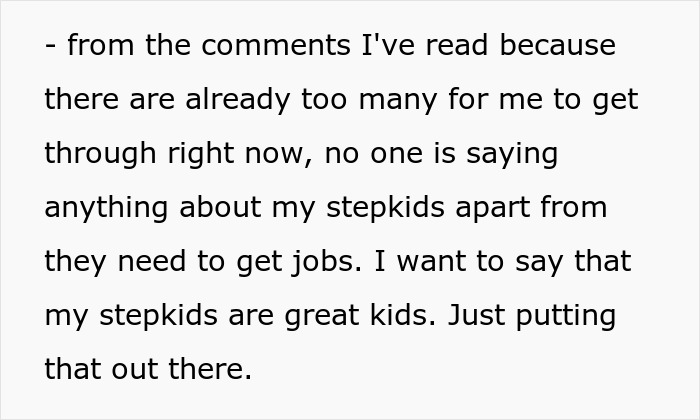 Text discussing support and jobs for stepkids, emphasizing they are great kids.