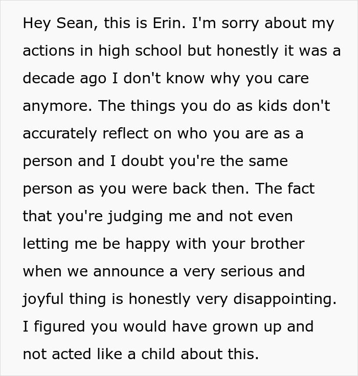 Man Announces Engagement, Brother Cuts Him Out Of His Life As The Fianc&eacute;e Was His High School Bully