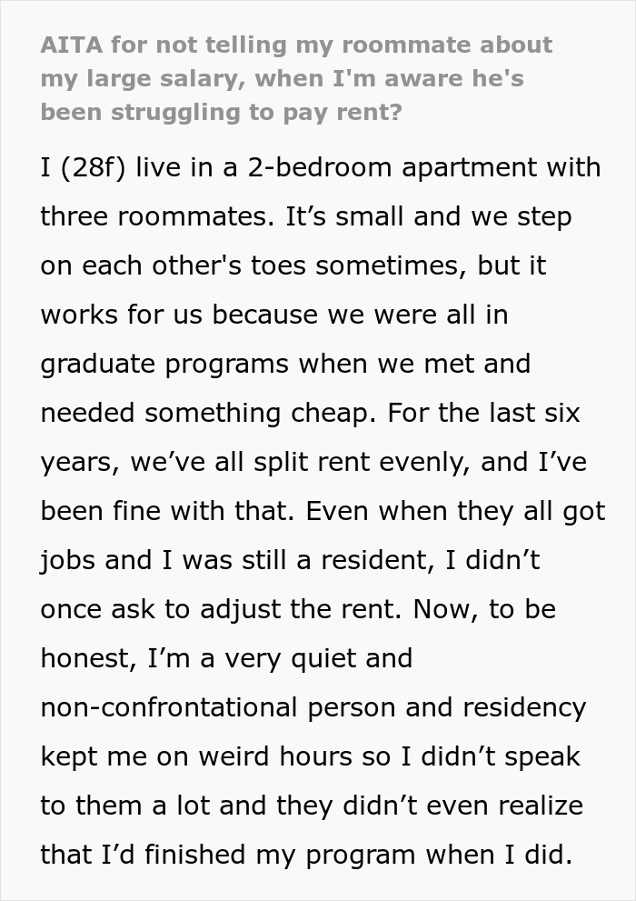 Woman Decides To Move Out After Roommates Find Out Her Salary: "Been Struggling To Pay Rent" Woman Decides To Move Out After Roommates Find Out Her Salary: "Been Struggling To Pay Rent"