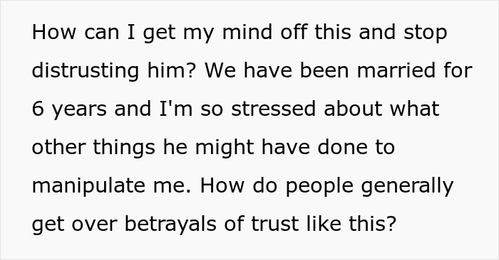 Text discussing issues of trust and betrayal in marriage, related to TikTok trend "We Listen And We Don&rsquo;t Judge".
