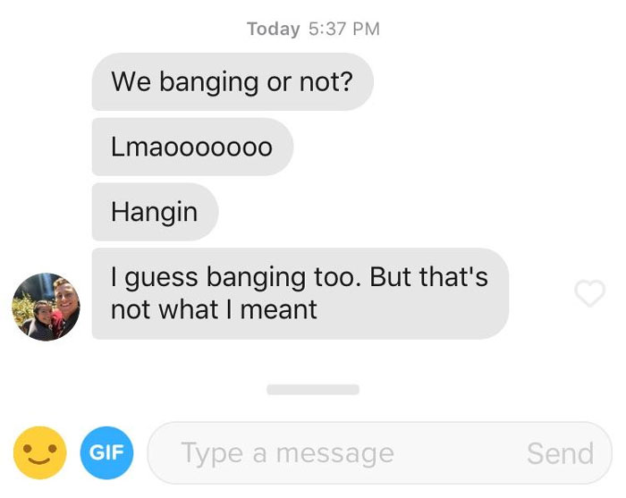 Awkward text message exchange with a humorous misunderstanding, showcasing a conversation screenshot.