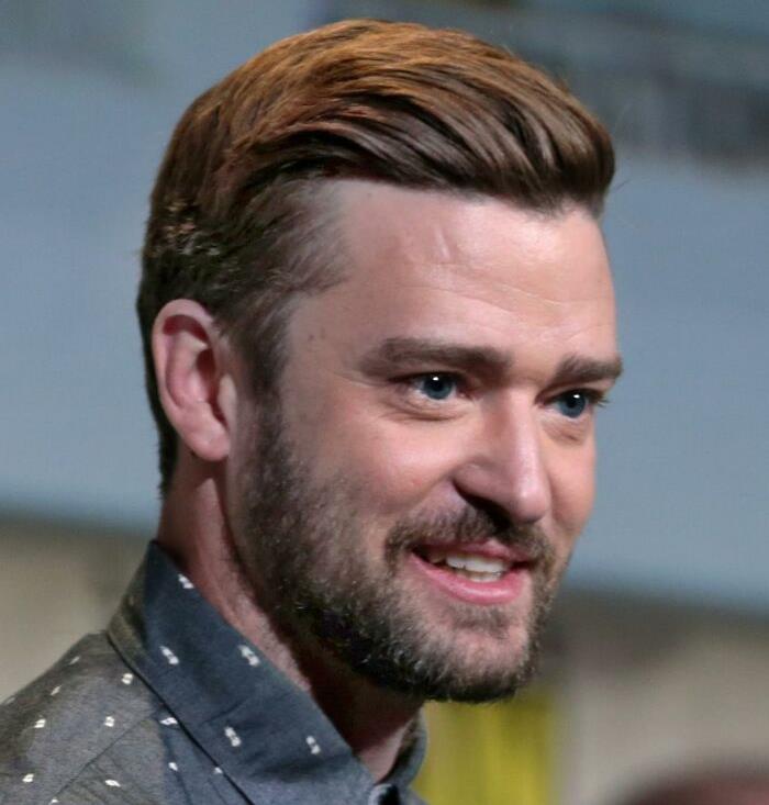 A smiling man with a trimmed beard and styled hair wearing a patterned gray shirt, representing celebrities.
