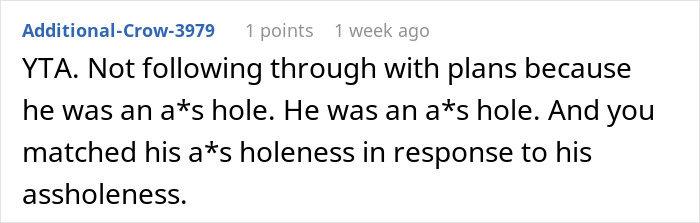 Comment discussing rudeness and relationship plans in response to a messy bed situation.