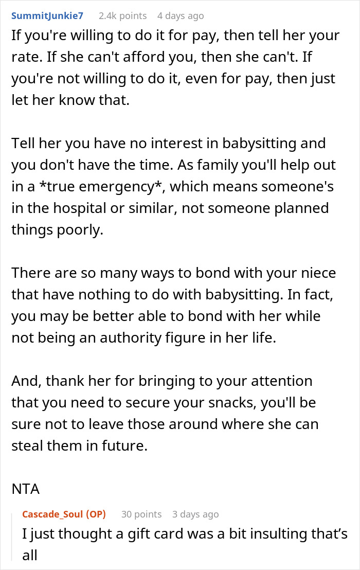 Sis Accuses Woman Of “Ruining Family Bonds” Because She Won’t Babysit Niece For A $25 Coupon Sis Accuses Woman Of “Ruining Family Bonds” Because She Won’t Babysit Niece For A $25 Coupon