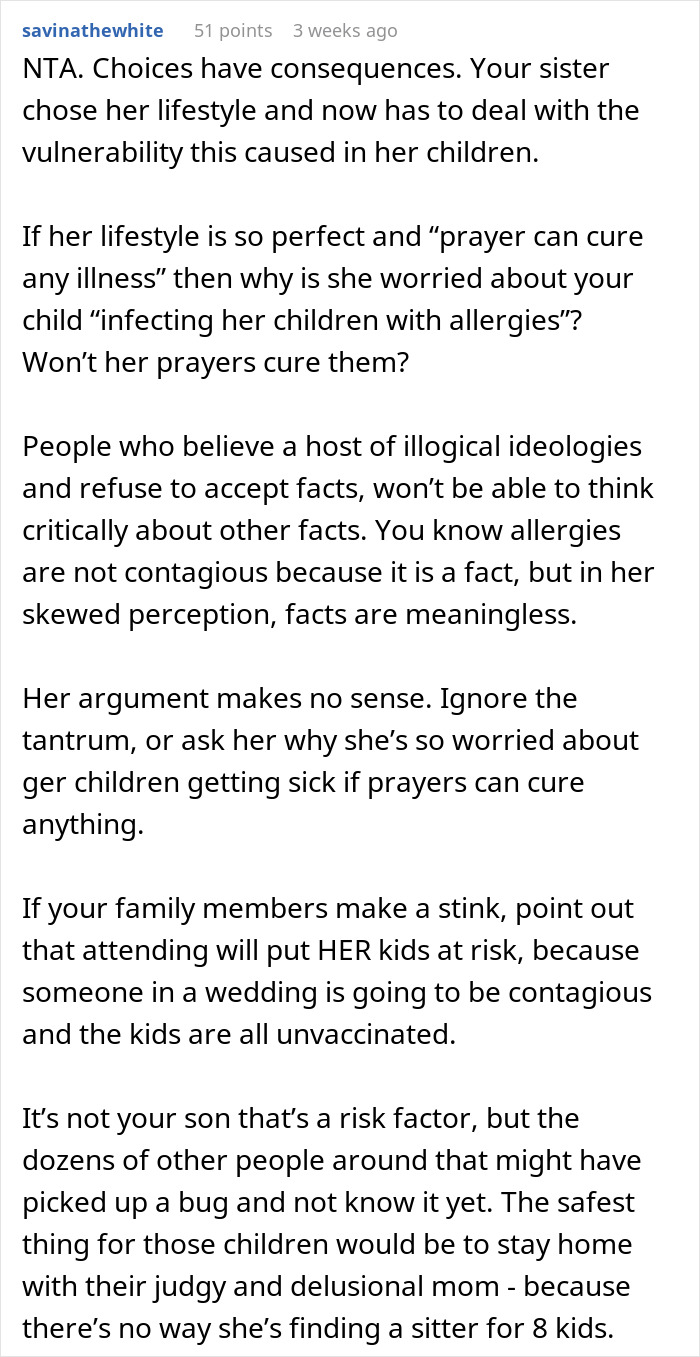 Mom Refuses To Accommodate Anti-Vax Sister&rsquo;s Kids By Excluding Her Own &ldquo;Sick&rdquo; Son From Wedding