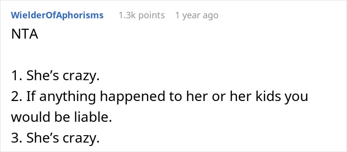 Reddit comment defending a woman who kicked her mom out of the pool without asking permission. Reddit comment defending a woman who kicked her mom out of the pool without asking permission.