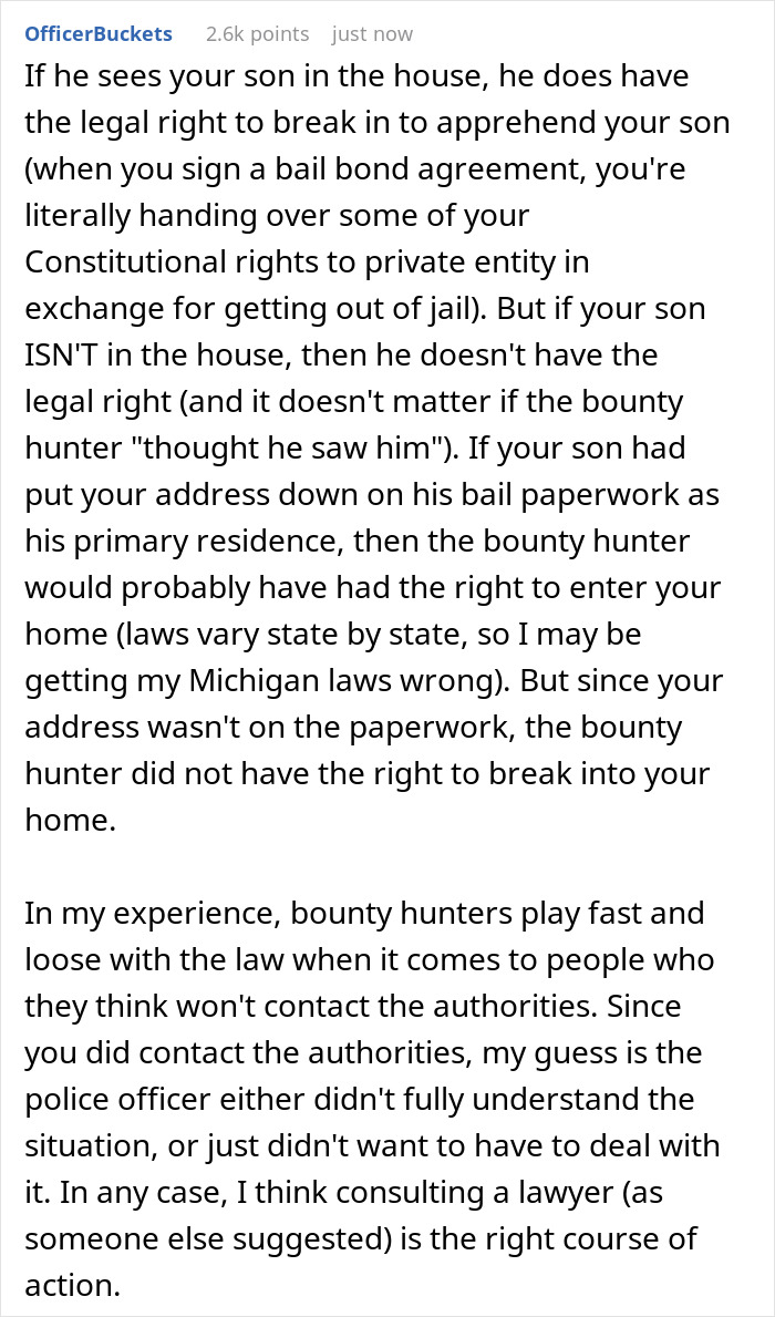 Parents Harassed Thrice By Bail Bond Bounty Hunter, Finally Have Had Enough After He Breaks In
