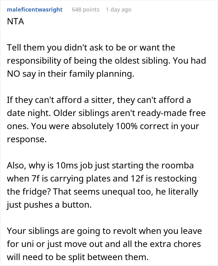 Parents Refuse To Pay Their Teen For Chores, It Backfires When They Plan A Date Night