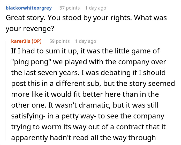 Reddit thread discussing tenant's clever move against landlord who didn't read the contract thoroughly.