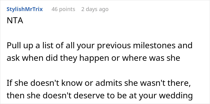 Guy Puts His Foot Down As Mom Asks To Be Center of His Wedding After She Neglected Him All His Life