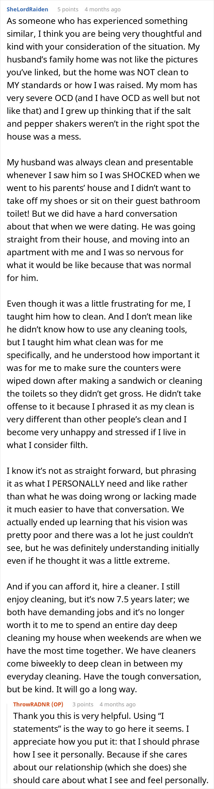 User advises on discussing cleanliness with a boyfriend living in filth, emphasizing understanding and communication. User advises on discussing cleanliness with a boyfriend living in filth, emphasizing understanding and communication.
