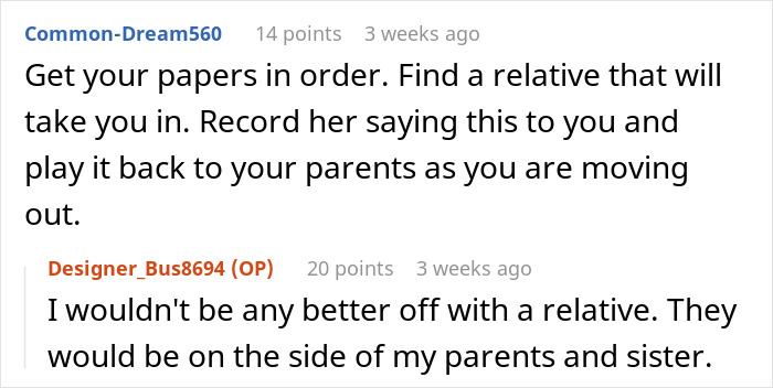 Reddit conversation about family dynamics and conflict over baby's name and nanny role.