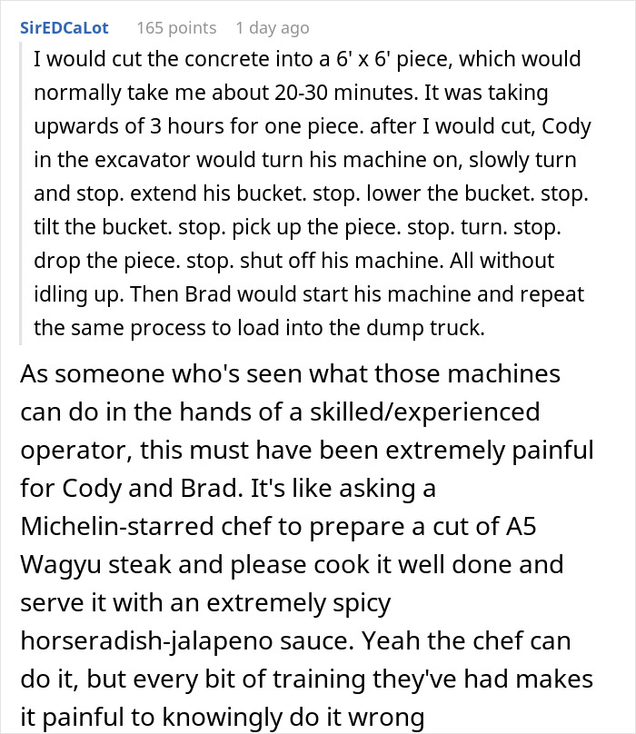 Screenshot of a Reddit comment thread discussing the consequences of working too fast and malicious compliance. Screenshot of a Reddit comment thread discussing the consequences of working too fast and malicious compliance.