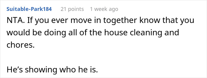 Text message about house cleaning and chores if moving in together.