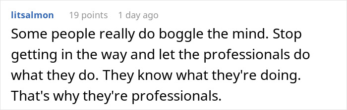 Text exchange discussing professionals and their expertise, touching on themes of working too fast and malicious compliance. Text exchange discussing professionals and their expertise, touching on themes of working too fast and malicious compliance.