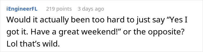 Reddit comment discussing a surprising weekend message about getting fired before starting.