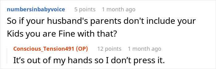 Reddit comments discussing family inclusion in a will. Reddit comments discussing family inclusion in a will.