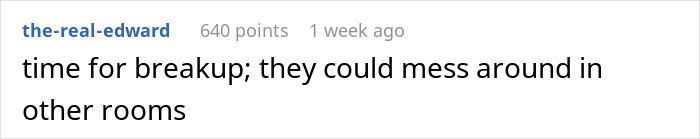 Screenshot of a comment discussing breakup advice, referencing multiple rooms in a humorous tone. Screenshot of a comment discussing breakup advice, referencing multiple rooms in a humorous tone.