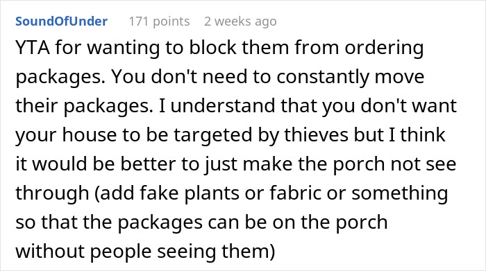 Comment about a landlady dealing with shopaholic tenants and package deliveries.