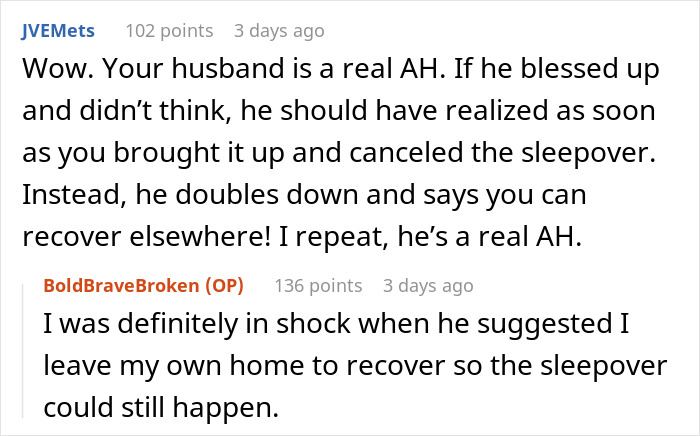 Woman Forced Out Of Her Home After Partner's Last-Minute Sleepover Plans Wreck Surgery Recovery Woman Forced Out Of Her Home After Partner's Last-Minute Sleepover Plans Wreck Surgery Recovery