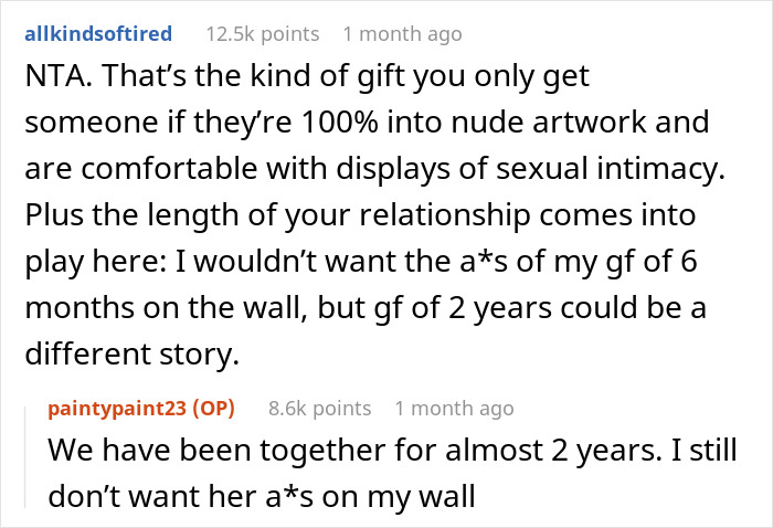 "A Homemade Piece Of Artwork": Guy Hates GF's Birthday Gift, Says It Makes Him Uncomfortable "A Homemade Piece Of Artwork": Guy Hates GF's Birthday Gift, Says It Makes Him Uncomfortable