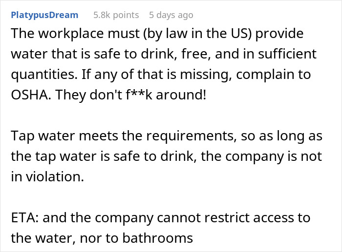 Boss Decides Warehouse Workers Don't Deserve Free Water Anymore, Flaunt Profits As Workers Suffer