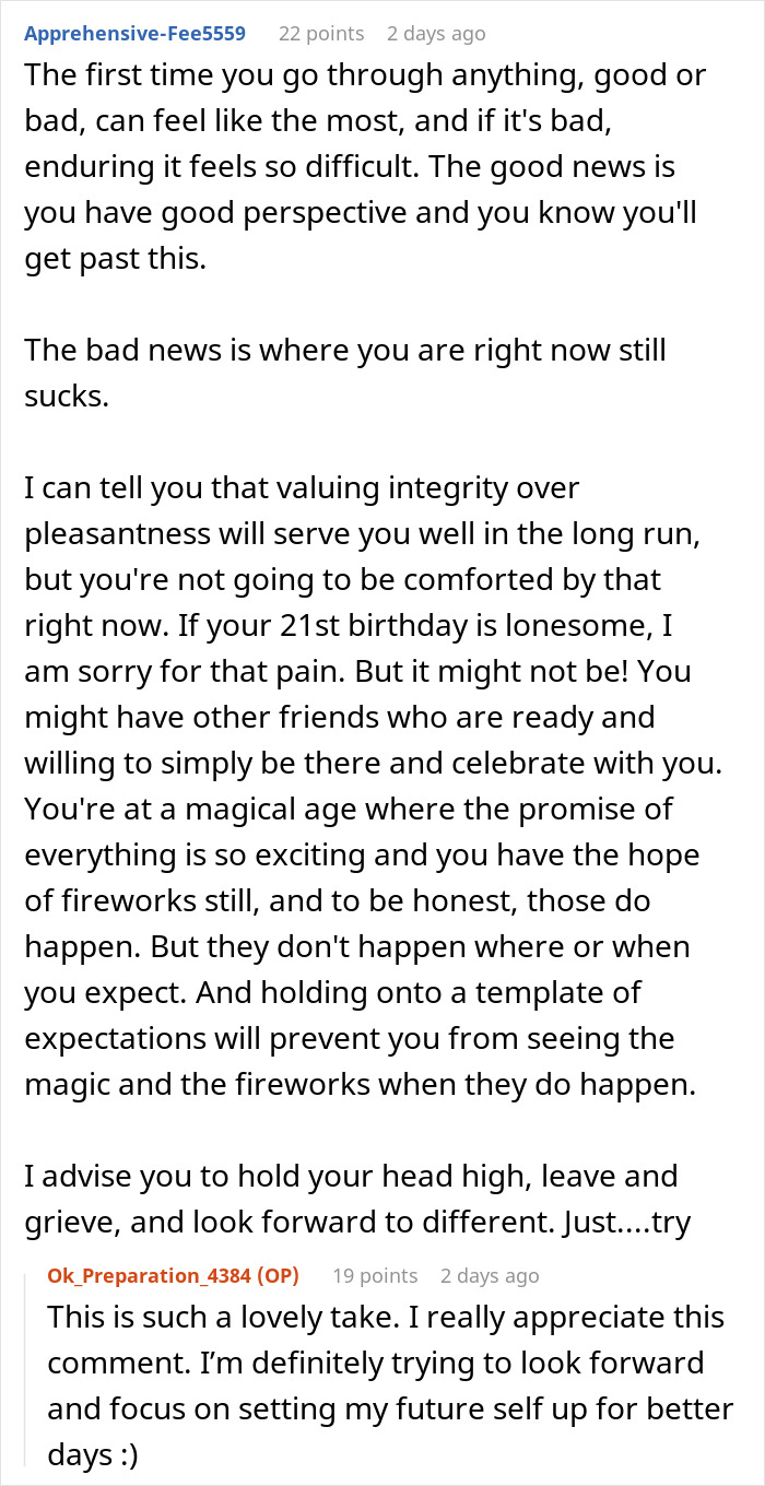 Text screenshot discussing overcoming hardships and staying positive after an accidental text reveals hidden feelings.