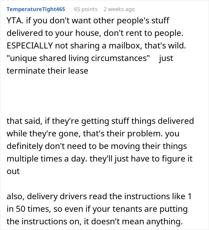 Text message discussing shared living issues between a landlady and shopaholic tenants.