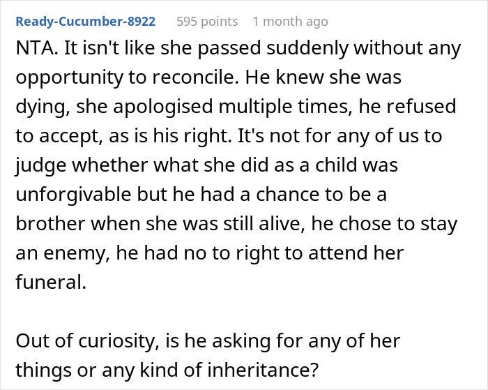 Late Sister's Last Wish Of Banning Bro From Funeral Causes Drama After Sibling Complies