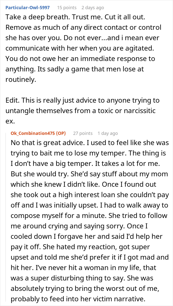 Reddit discussion about entitlement, relationship challenges, and advice for dealing with a toxic ex. Reddit discussion about entitlement, relationship challenges, and advice for dealing with a toxic ex.