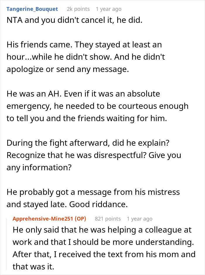 Woman Cancels BF&rsquo;s Party Because He Was Late, Gets A Text From His Mom