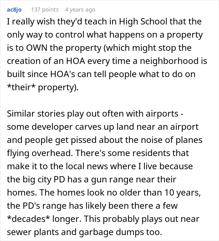 Text image discussing property ownership and HOA challenges.