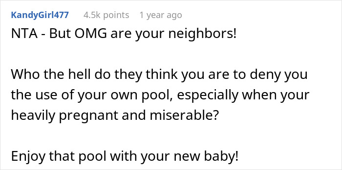 Husband Laughs After Neighbor Asks His Pregnant Wife To Cover Up While Swimming In Her Own Pool