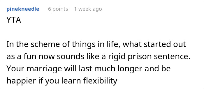Reddit comment discussing family tradition and flexibility in marriage priorities.