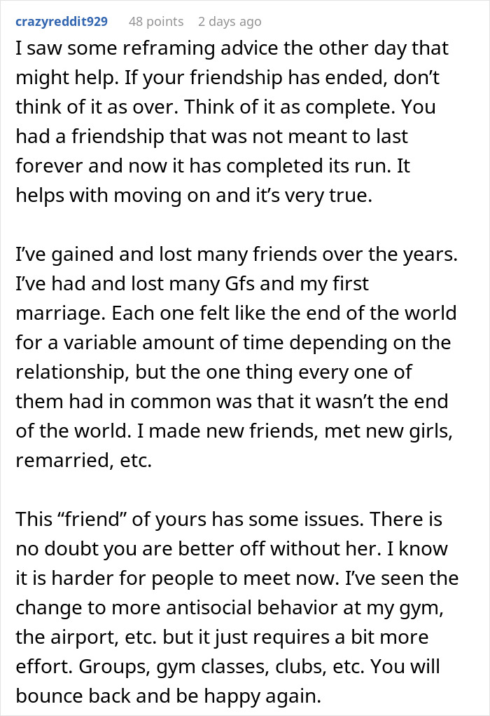 Reddit post discussing friendship advice after an accidental text revealed true feelings.
