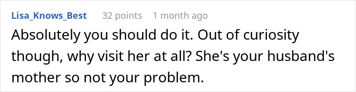Reddit comment discussing relationship dynamics and mother-in-law issues.