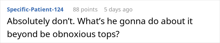 A comment reacting to a person being charged $115 after attending a brother&rsquo;s wedding.