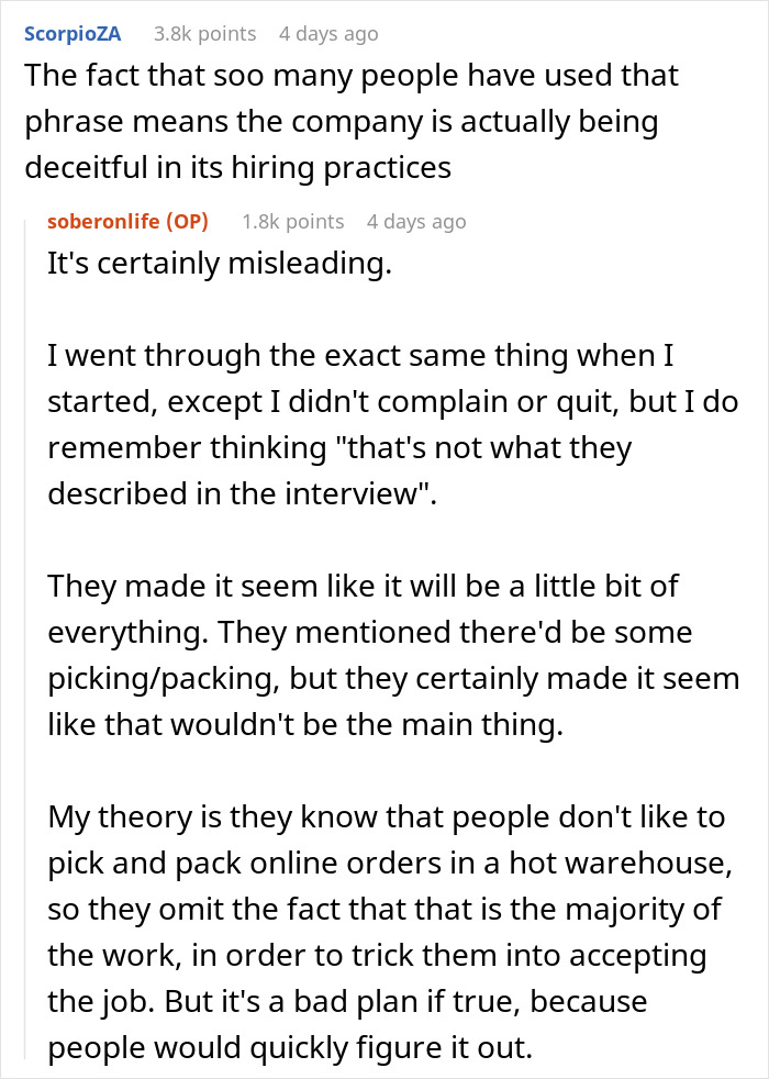Reddit discussion on misleading company practices and input in hiring policies. Reddit discussion on misleading company practices and input in hiring policies.