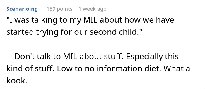 Text exchange discussing woman’s surprise at MIL's unusual plan for SIL to carry future baby. Text exchange discussing woman’s surprise at MIL's unusual plan for SIL to carry future baby.