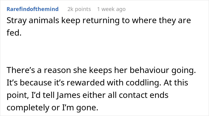 A Reddit comment highlighting relationship boundaries and behavior. A Reddit comment highlighting relationship boundaries and behavior.