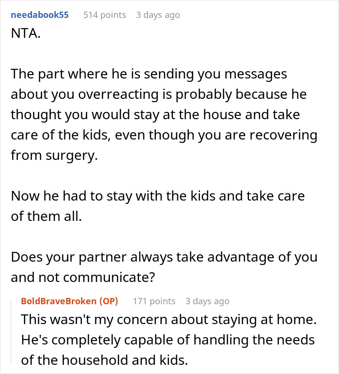 Woman Forced Out Of Her Home After Partner's Last-Minute Sleepover Plans Wreck Surgery Recovery Woman Forced Out Of Her Home After Partner's Last-Minute Sleepover Plans Wreck Surgery Recovery