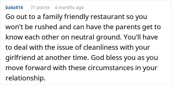 User discusses dealing with cleanliness issues in a relationship, offering advice on handling difficult situations. User discusses dealing with cleanliness issues in a relationship, offering advice on handling difficult situations.