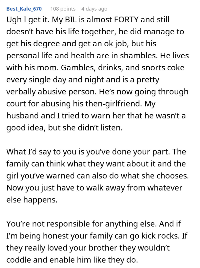 Family Angry With Guy For Scaring Off Deadbeat Bro&rsquo;s New 18YO GF With The Ugly Truth 